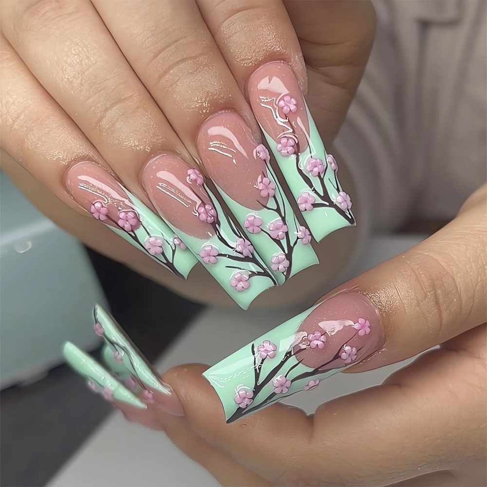 📢 4/$15 3D Green Tea Arizona Inspired Press on Nails